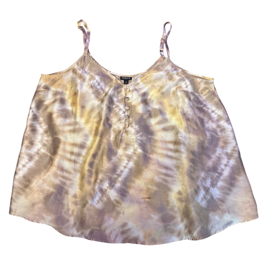 Torrid Womens‎ Beige Taupe Tie Dye Satin Cami Tank Top Plus Size 2/2X